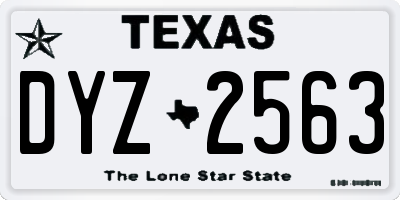 TX license plate DYZ2563
