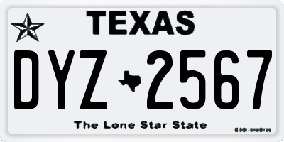 TX license plate DYZ2567