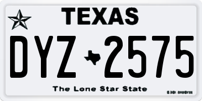 TX license plate DYZ2575