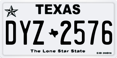 TX license plate DYZ2576