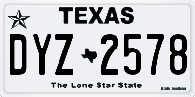 TX license plate DYZ2578