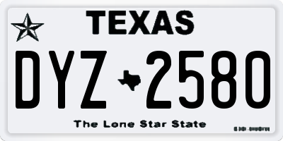 TX license plate DYZ2580