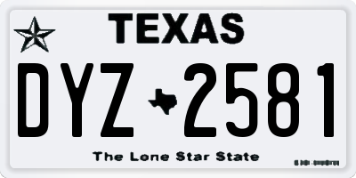 TX license plate DYZ2581