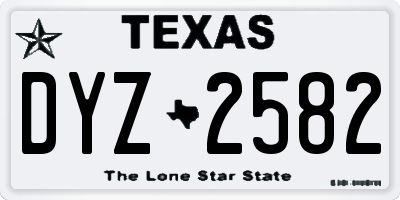 TX license plate DYZ2582