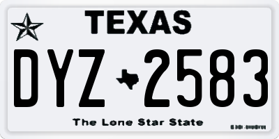 TX license plate DYZ2583