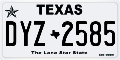 TX license plate DYZ2585