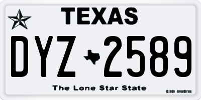 TX license plate DYZ2589