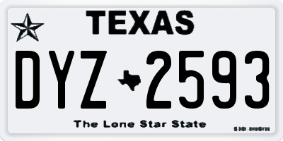 TX license plate DYZ2593