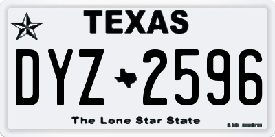 TX license plate DYZ2596