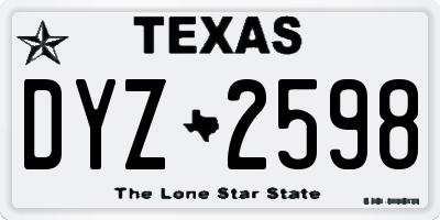 TX license plate DYZ2598