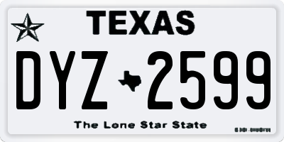 TX license plate DYZ2599