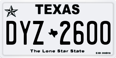 TX license plate DYZ2600