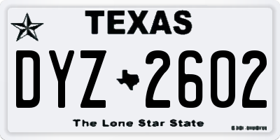 TX license plate DYZ2602