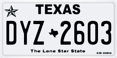 TX license plate DYZ2603