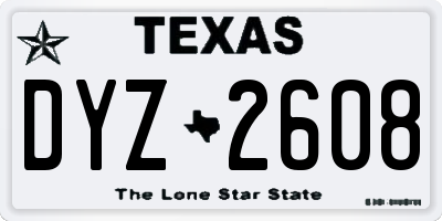 TX license plate DYZ2608