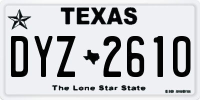 TX license plate DYZ2610