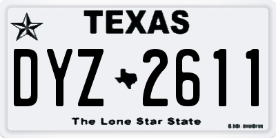 TX license plate DYZ2611