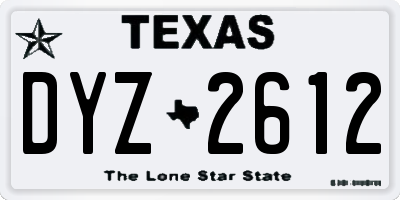 TX license plate DYZ2612