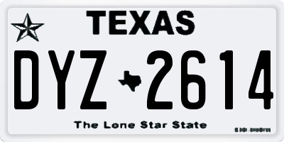 TX license plate DYZ2614