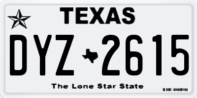 TX license plate DYZ2615