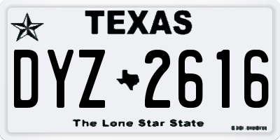 TX license plate DYZ2616