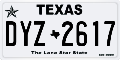 TX license plate DYZ2617