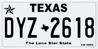 TX license plate DYZ2618
