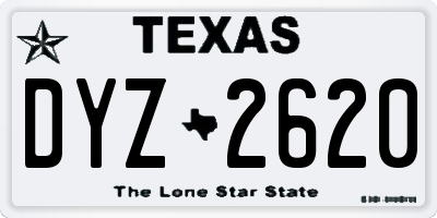 TX license plate DYZ2620