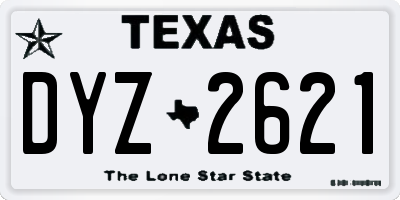 TX license plate DYZ2621