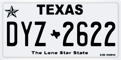 TX license plate DYZ2622