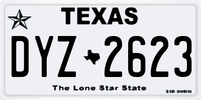 TX license plate DYZ2623