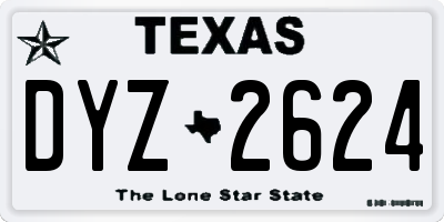 TX license plate DYZ2624