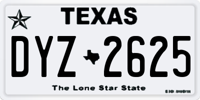 TX license plate DYZ2625