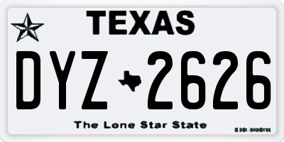 TX license plate DYZ2626