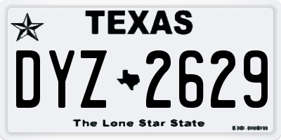 TX license plate DYZ2629