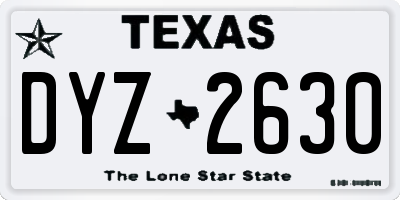 TX license plate DYZ2630