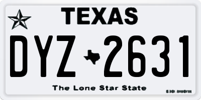 TX license plate DYZ2631