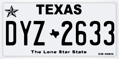 TX license plate DYZ2633