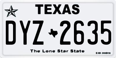 TX license plate DYZ2635
