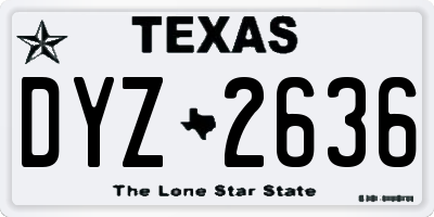 TX license plate DYZ2636