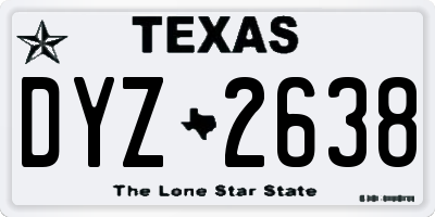 TX license plate DYZ2638