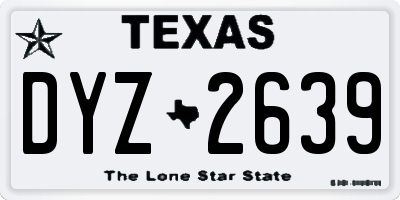 TX license plate DYZ2639