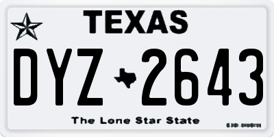 TX license plate DYZ2643