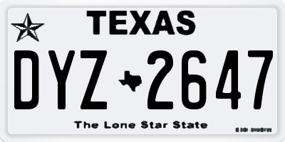 TX license plate DYZ2647
