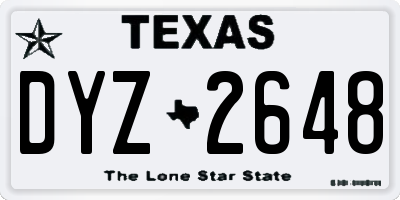 TX license plate DYZ2648