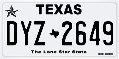 TX license plate DYZ2649