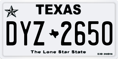 TX license plate DYZ2650