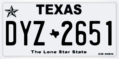TX license plate DYZ2651