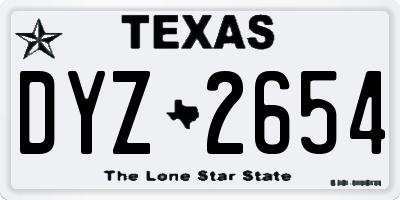 TX license plate DYZ2654