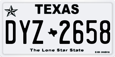 TX license plate DYZ2658